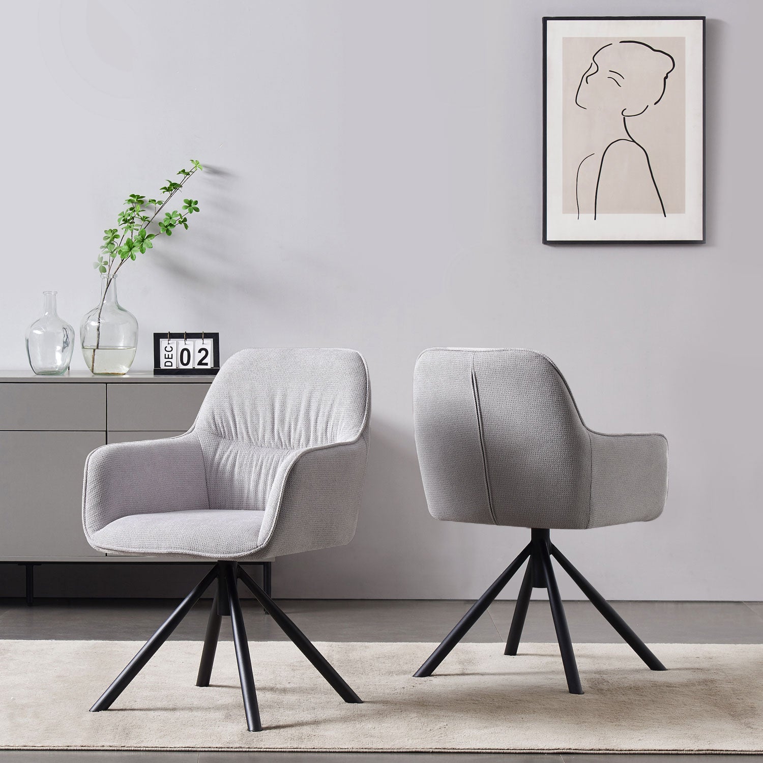 LATONA – Drehbarer Polsterstuhl mit Armlehne & Metallgestell