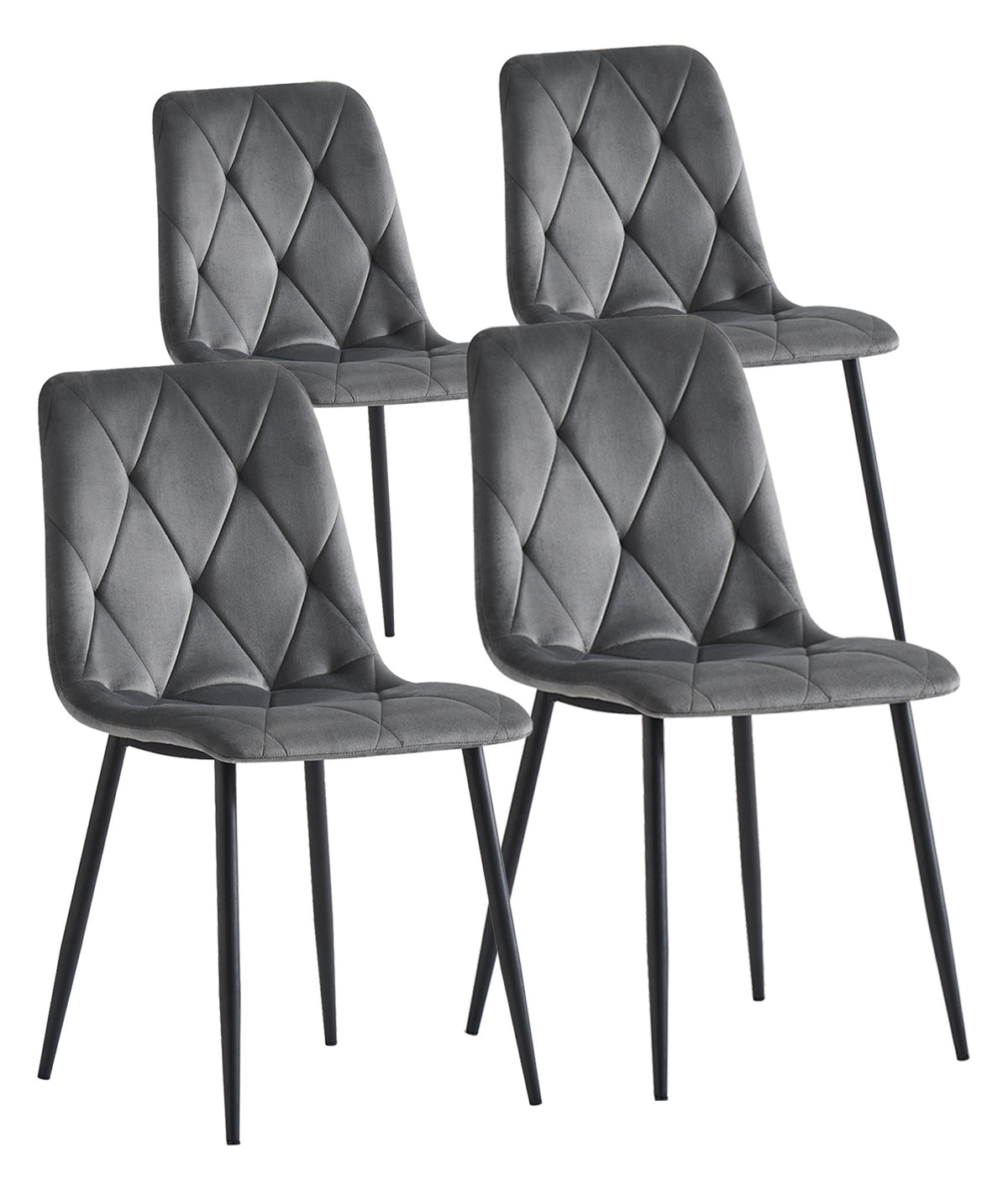 Esszimmerstühle 4er Set VICKA – Polsterstuhl mit Steppung & Metallgestell