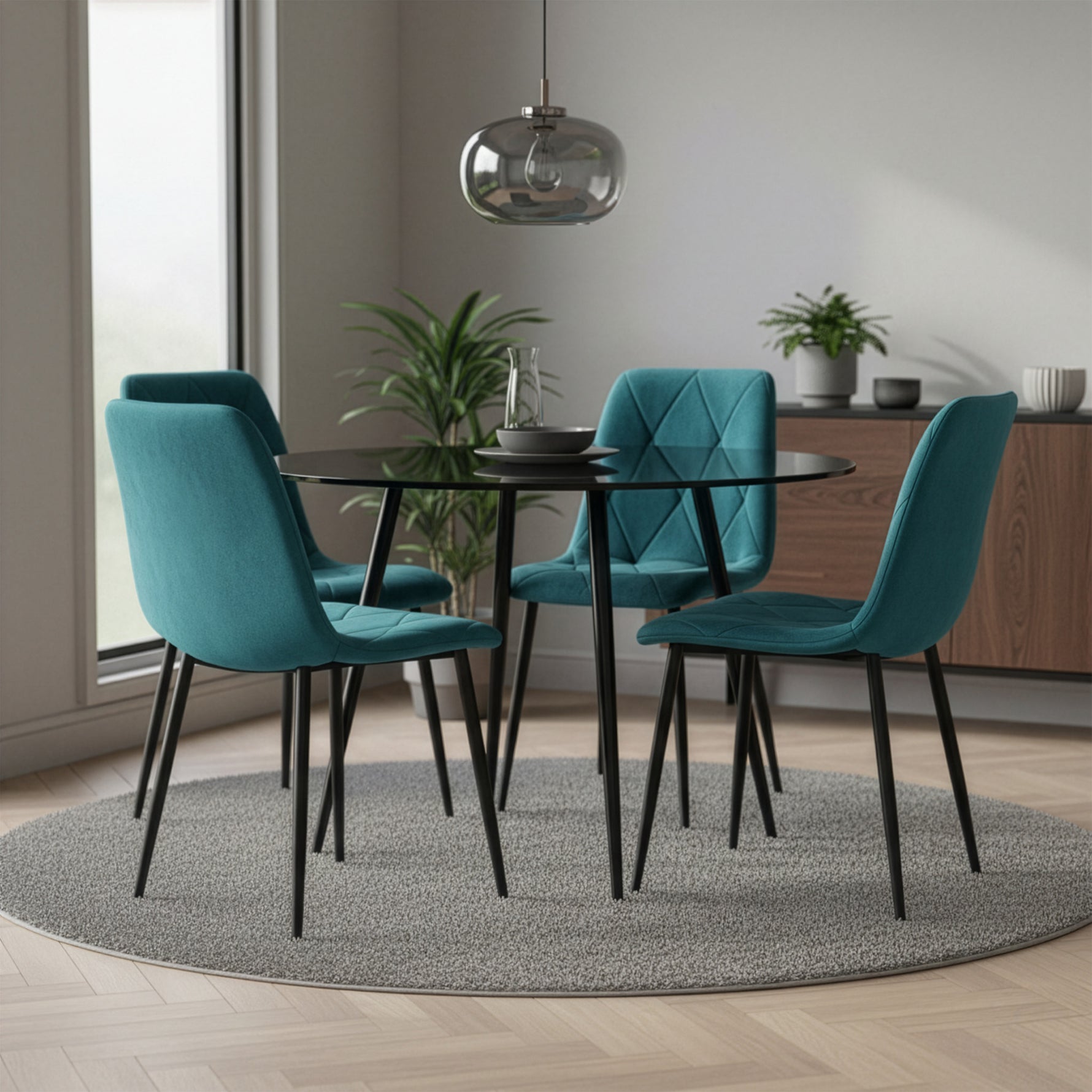 C-Ware Esszimmerstuhl VICKA, 4er Set, Petrol  (ungeprüfte Retoure)