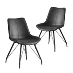 Esszimmerstühle 2er Set MATS – Polsterstuhl in Vintage-Lederoptik mit Metallgestell