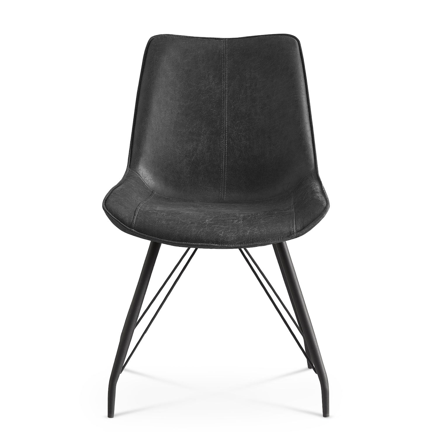 Esszimmerstühle 2er Set MATS – Polsterstuhl in Vintage-Lederoptik mit Metallgestell