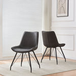 Esszimmerstühle 2er Set MATS – Polsterstuhl in Vintage-Lederoptik mit Metallgestell