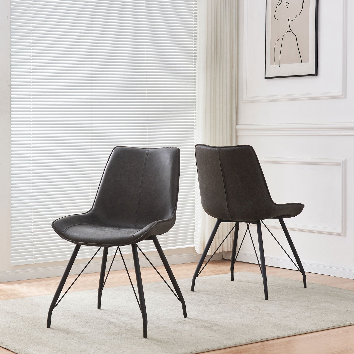 C-Ware Esszimmerstuhl MATS, 2er Set, Anthrazit  (ungeprüfte Retoure)