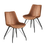 Esszimmerstühle 2er Set MATS – Polsterstuhl in Vintage-Lederoptik mit Metallgestell