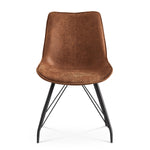 Esszimmerstühle 2er Set MATS – Polsterstuhl in Vintage-Lederoptik mit Metallgestell
