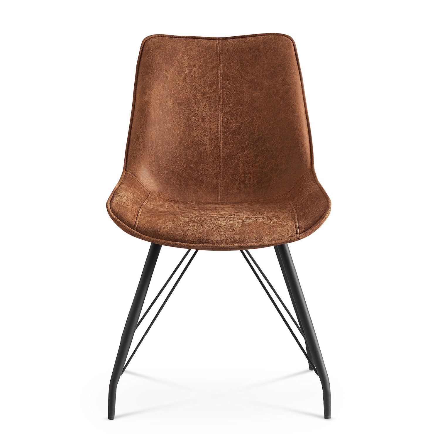 Esszimmerstühle 2er Set MATS – Polsterstuhl in Vintage-Lederoptik mit Metallgestell