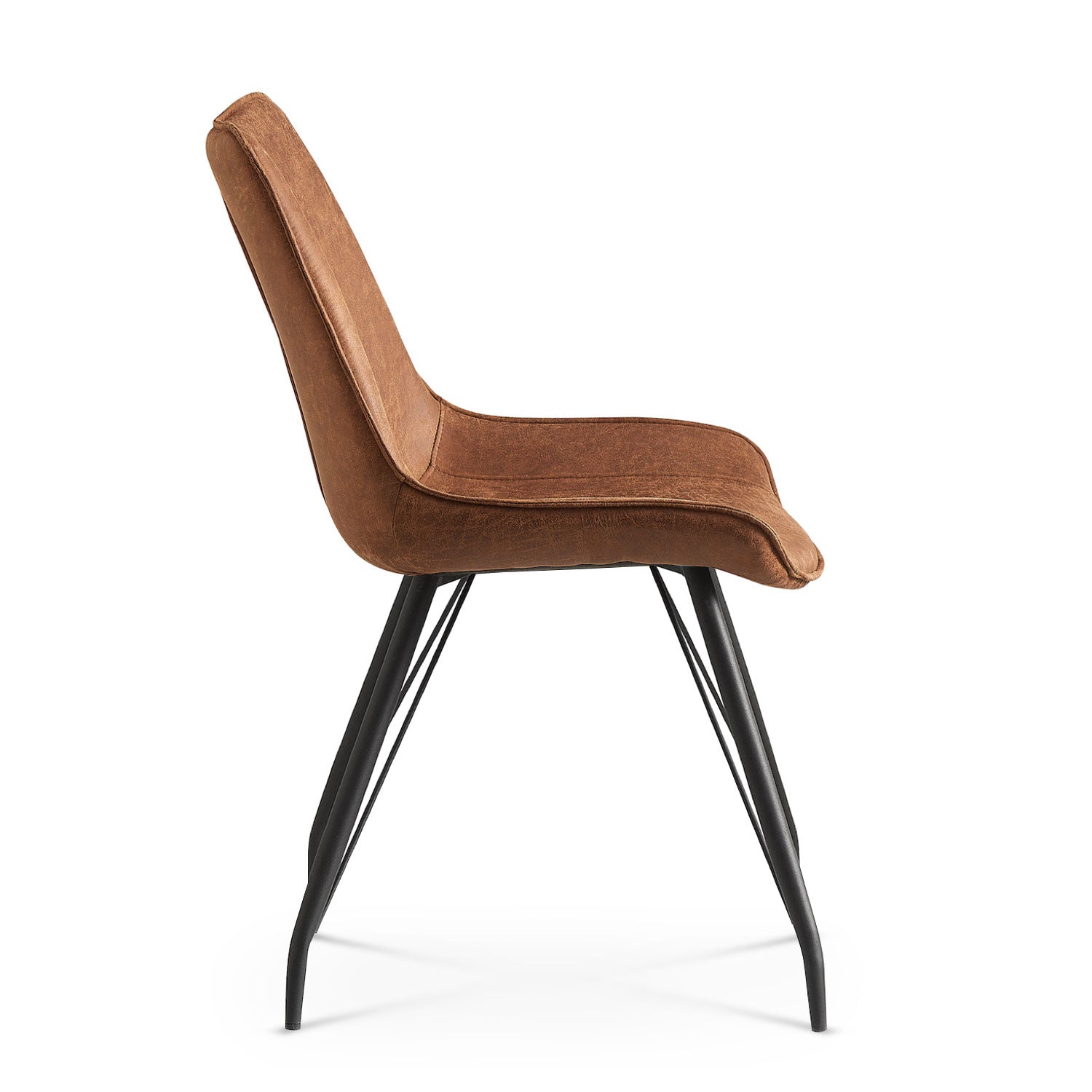 Esszimmerstühle 2er Set MATS – Polsterstuhl in Vintage-Lederoptik mit Metallgestell