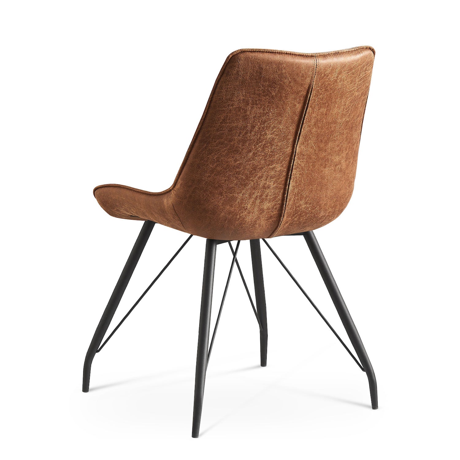 Esszimmerstühle 2er Set MATS – Polsterstuhl in Vintage-Lederoptik mit Metallgestell