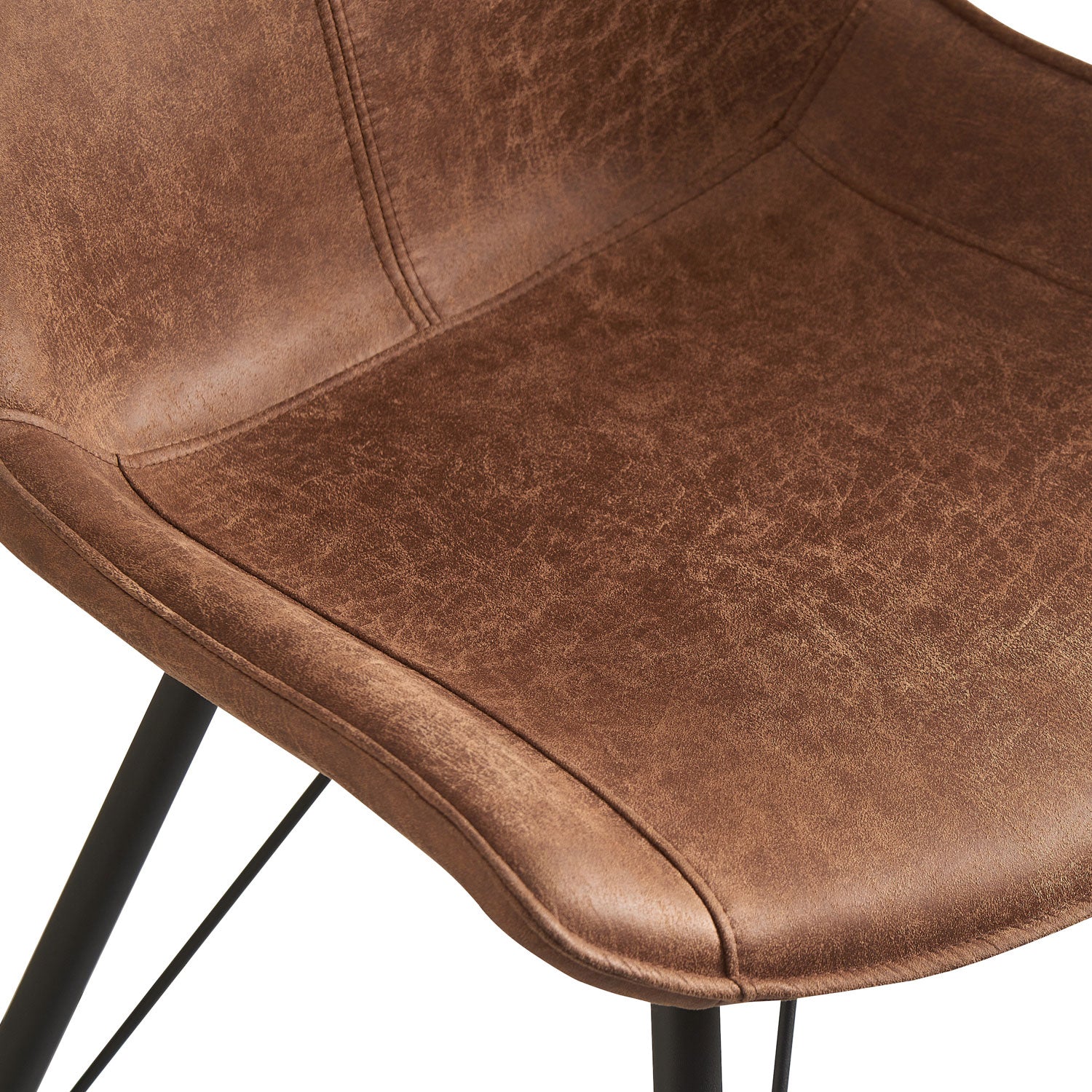 Esszimmerstühle 2er Set MATS – Polsterstuhl in Vintage-Lederoptik mit Metallgestell