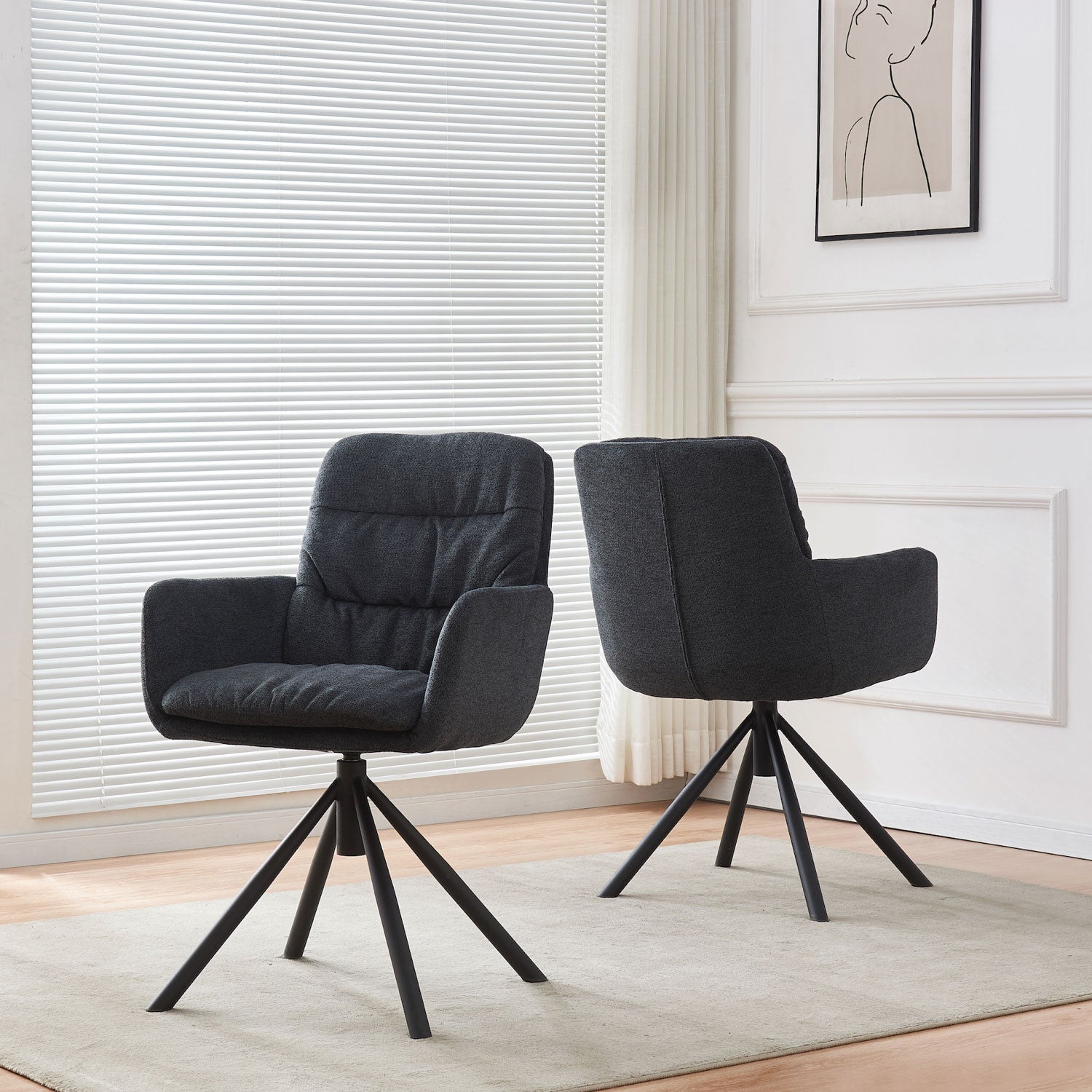 CAZAR – Drehbarer Polsterstuhl mit Armlehne & Metallgestell