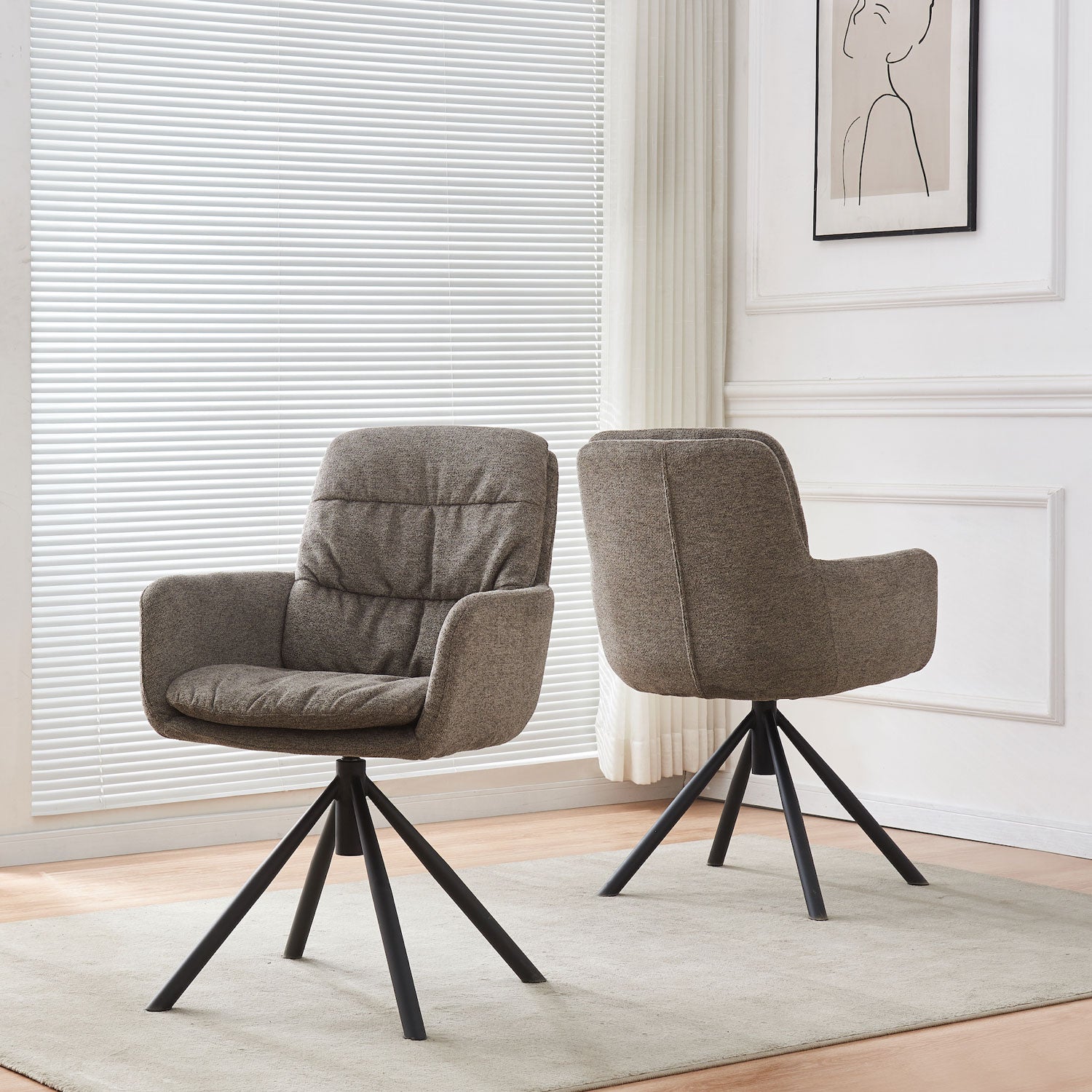 CAZAR – Drehbarer Polsterstuhl mit Armlehne & Metallgestell