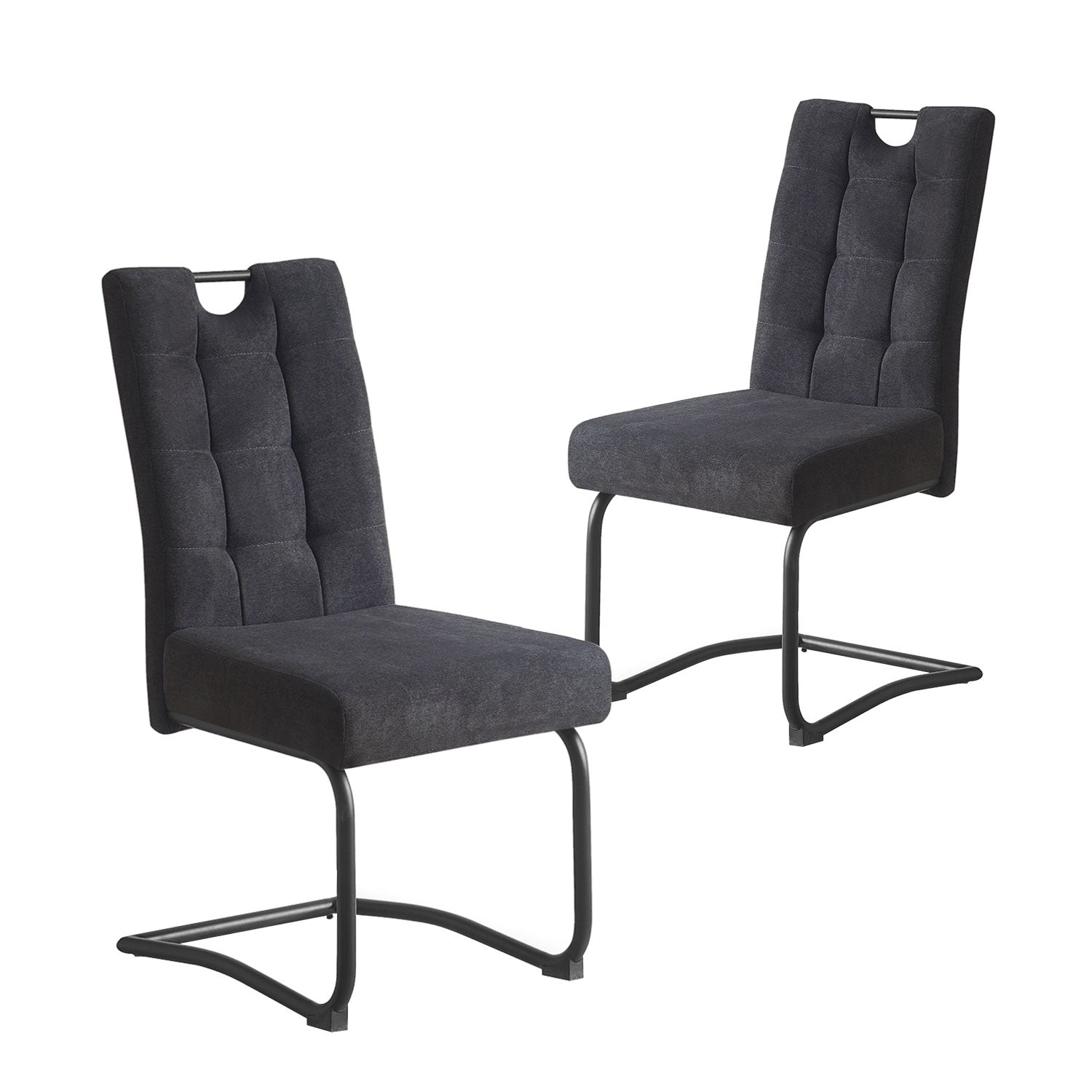 B-Ware Schwingstuhl SOFIA mit Taschenfederkern Polsterung, 2er Set, Anthrazit