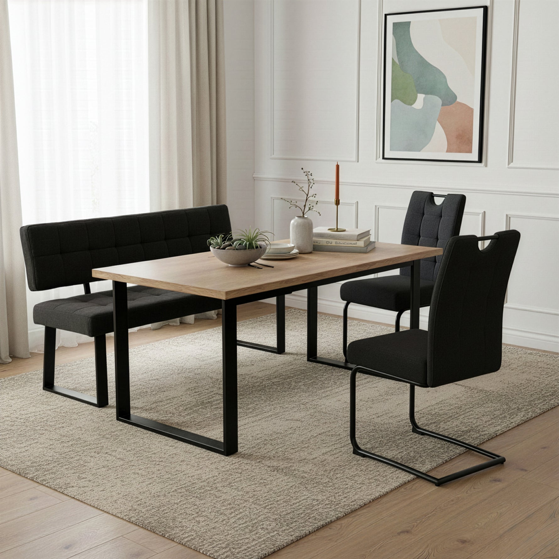 Esszimmerstühle 2er Set SOFIA – Schwingstuhl mit Griff & Federkern Polsterung