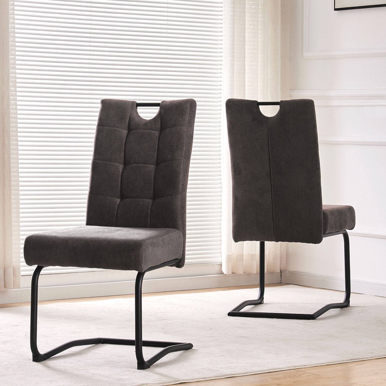 Esszimmerstühle 2er Set SOFIA – Schwingstuhl mit Griff & Federkern Polsterung