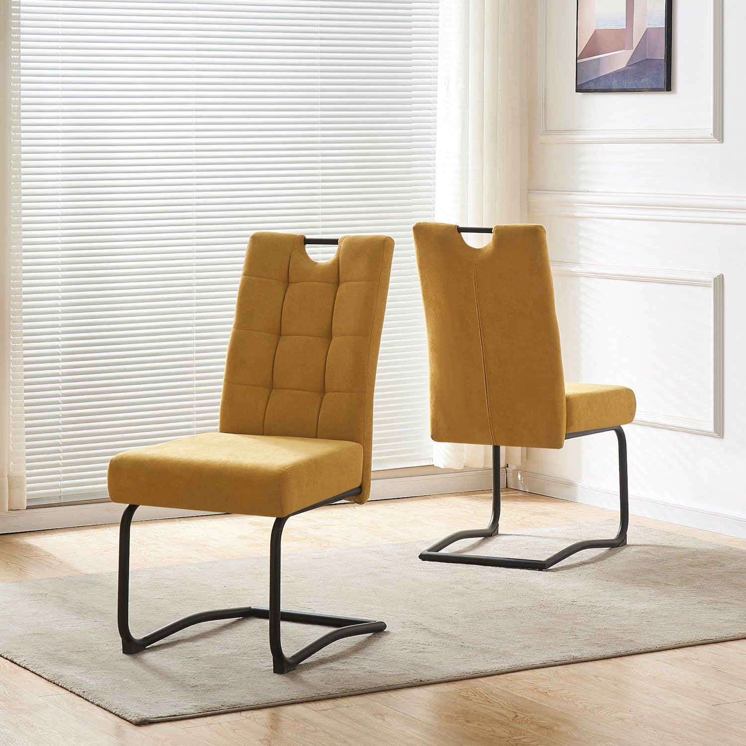 Esszimmerstühle 2er Set SOFIA – Schwingstuhl mit Griff & Federkern Polsterung