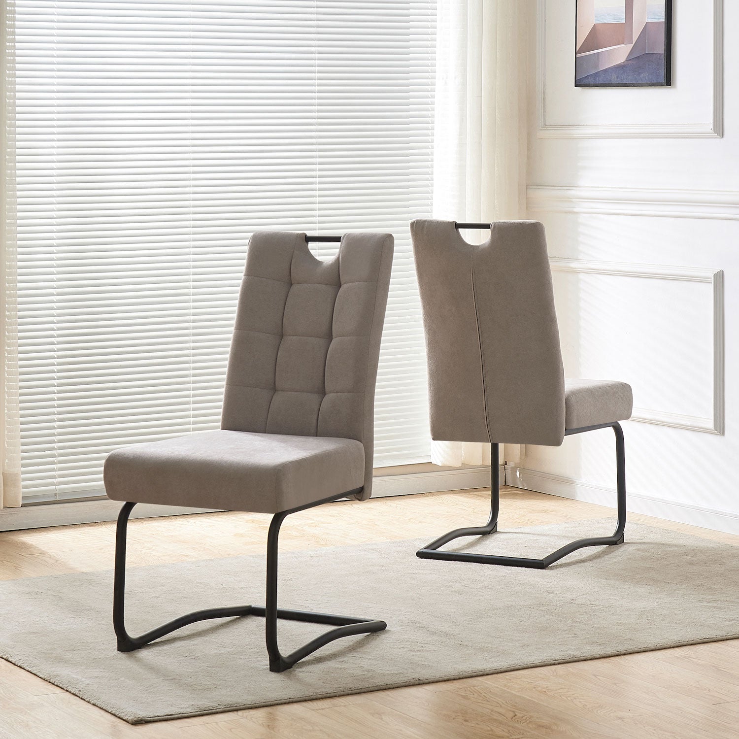 Esszimmerstühle 2er Set SOFIA – Schwingstuhl mit Griff & Federkern Polsterung