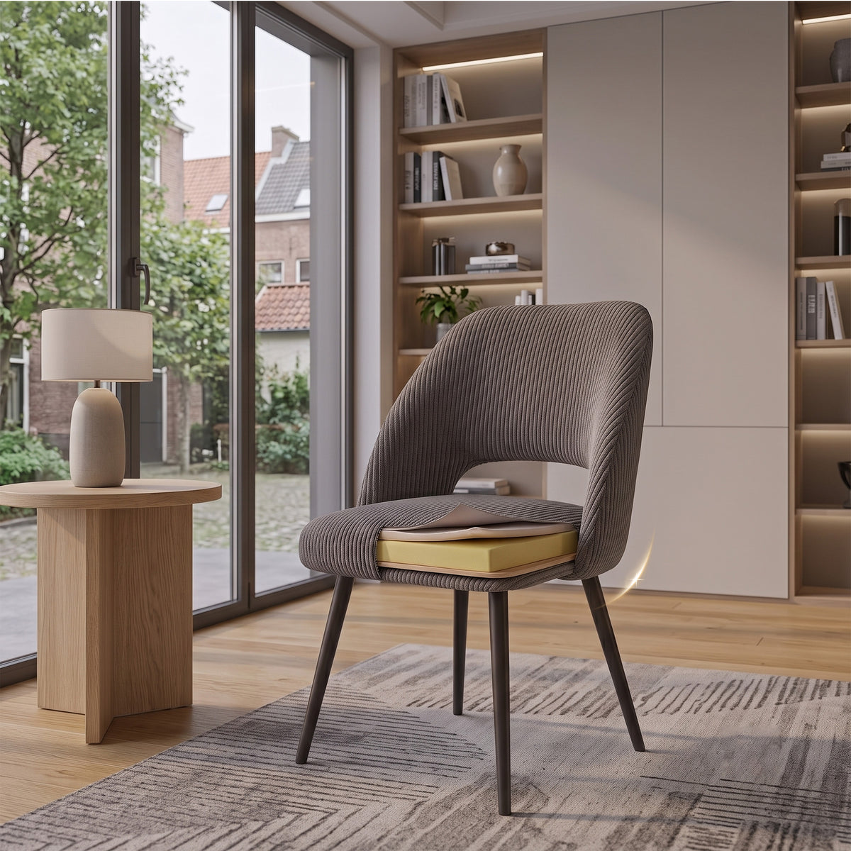 Esszimmerstühle 2er Set VICKY – Polsterstuhl aus Cordstoff oder Samtstoff mit Metallgestell