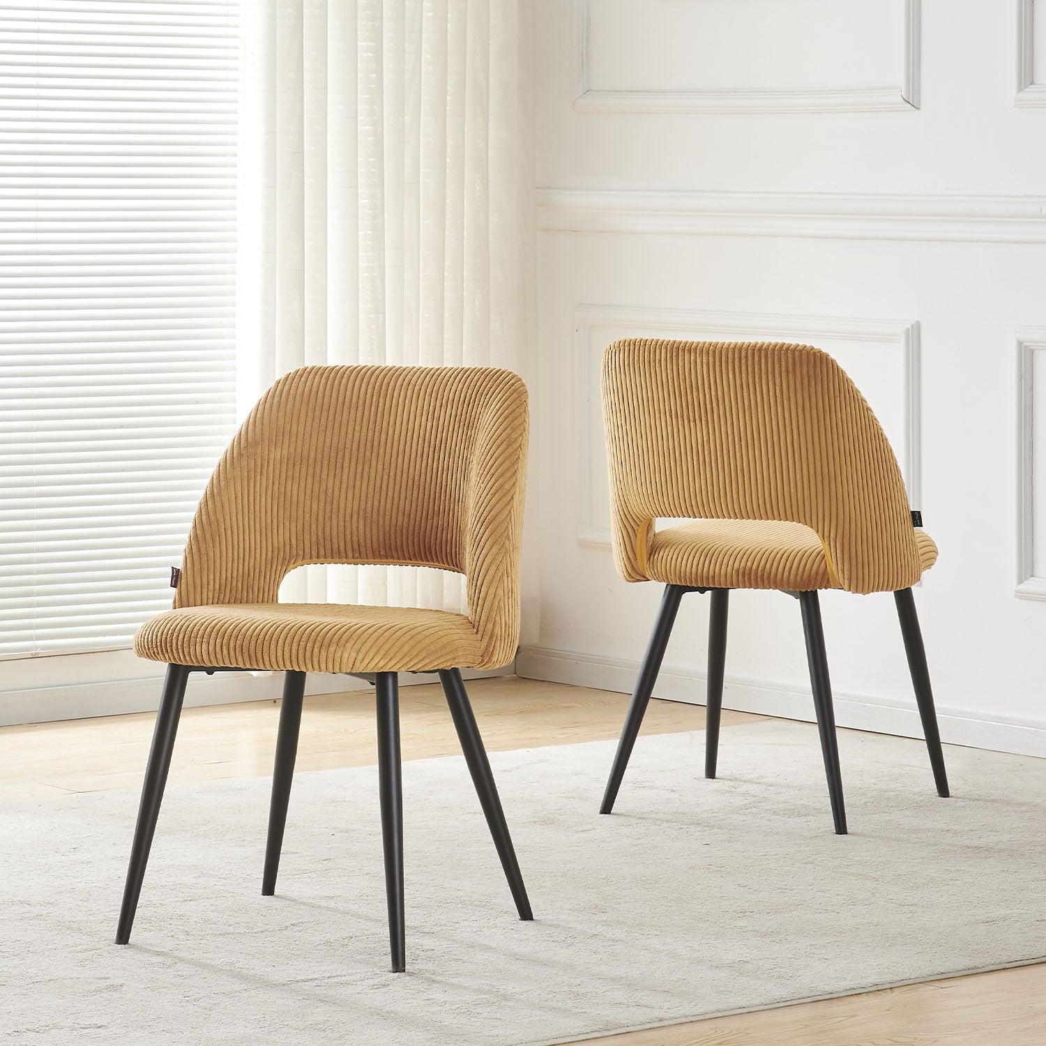 Esszimmerstühle 2er Set VICKY – Polsterstuhl aus Cordstoff mit Metallgestell