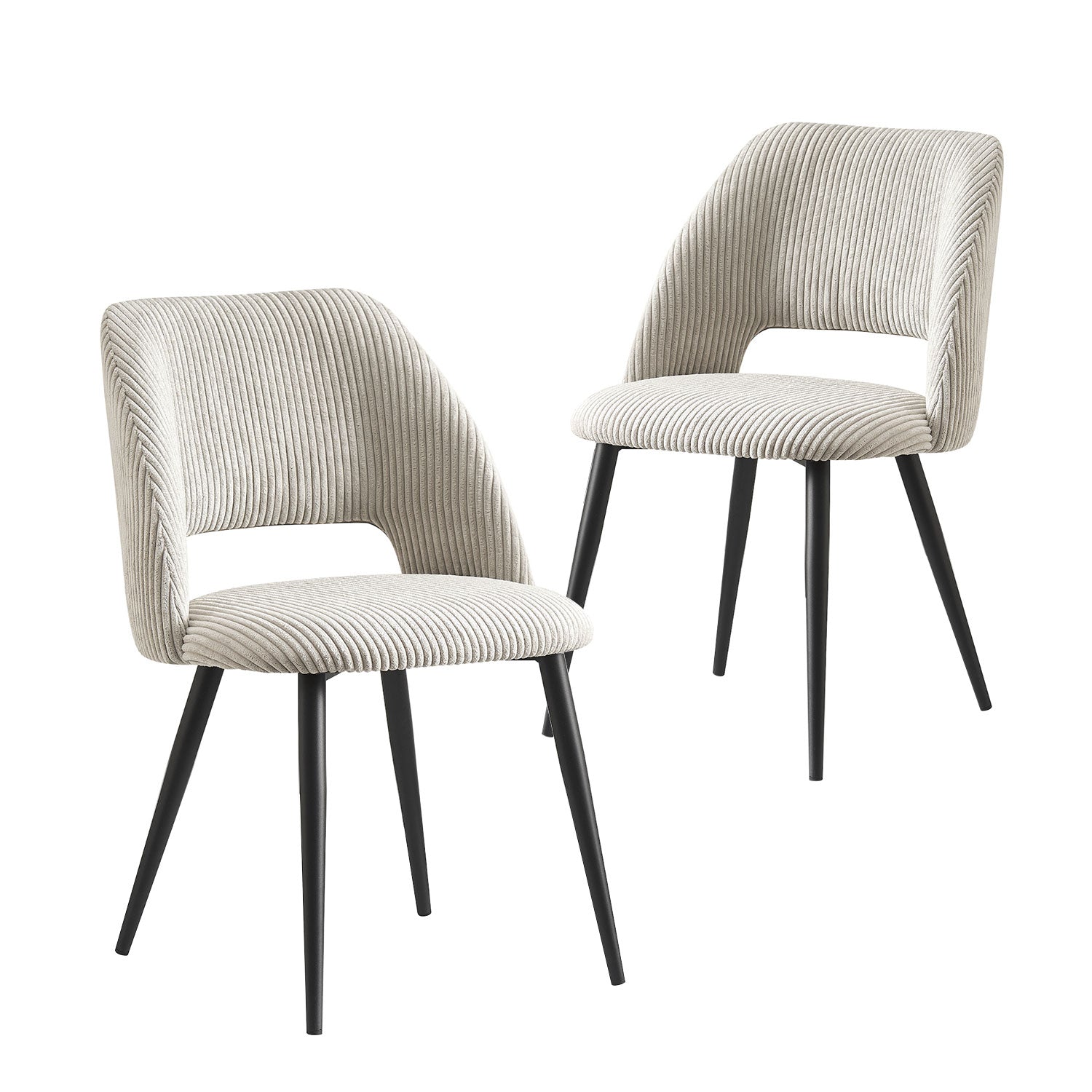 Esszimmerstühle 2er Set VICKY – Polsterstuhl aus Cordstoff mit Metallgestell | B&D home