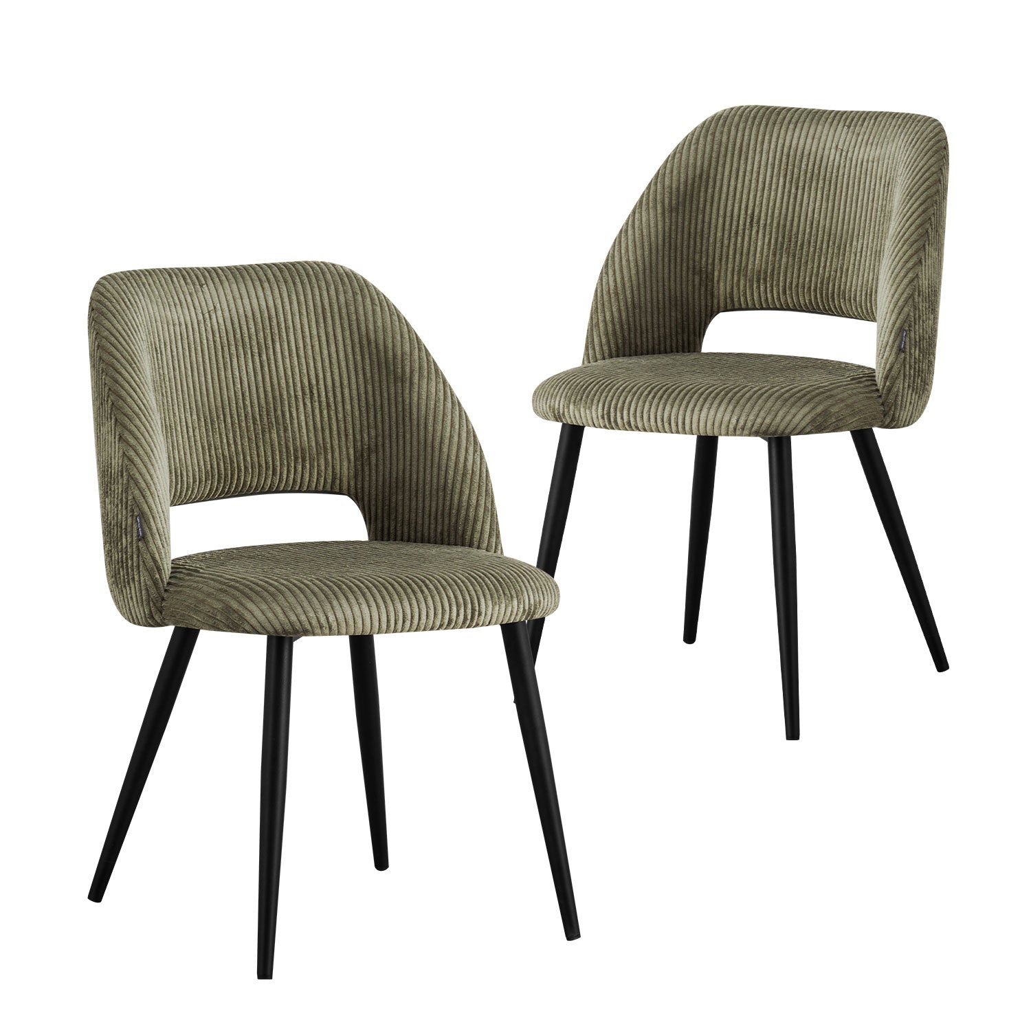Esszimmerstühle 2er Set VICKY – Polsterstuhl aus Cordstoff mit Metallgestell