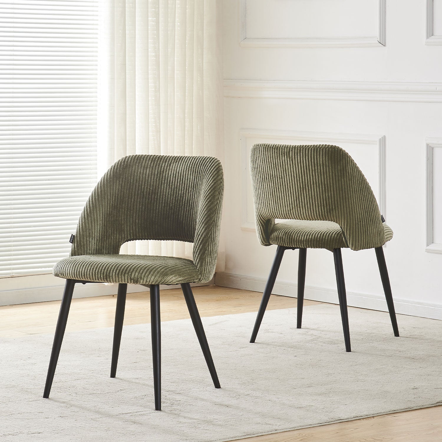 Esszimmerstühle 2er Set VICKY – Polsterstuhl aus Cordstoff mit Metallgestell