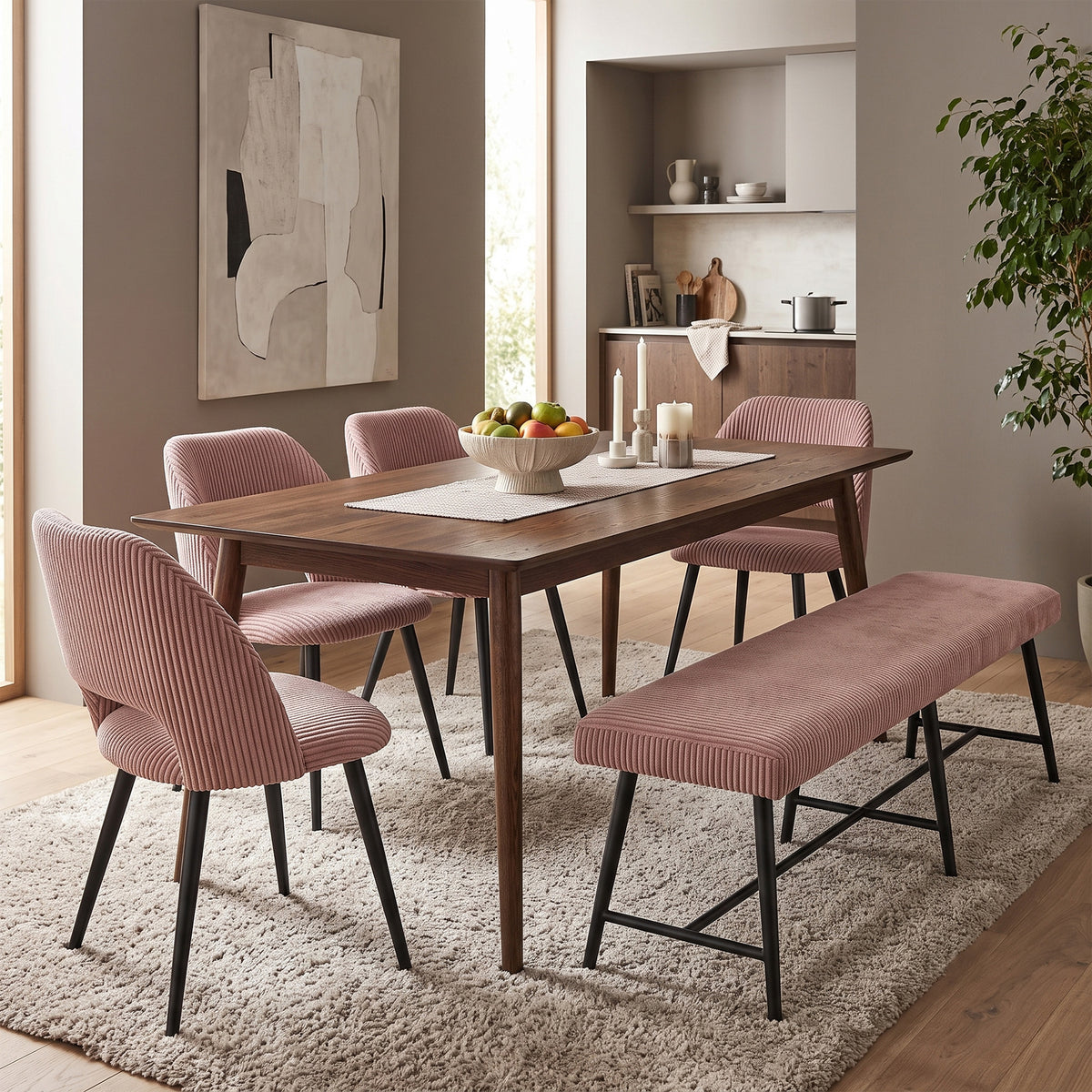 Esszimmerstühle 2er Set VICKY – Polsterstuhl aus Cordstoff oder Samtstoff mit Metallgestell