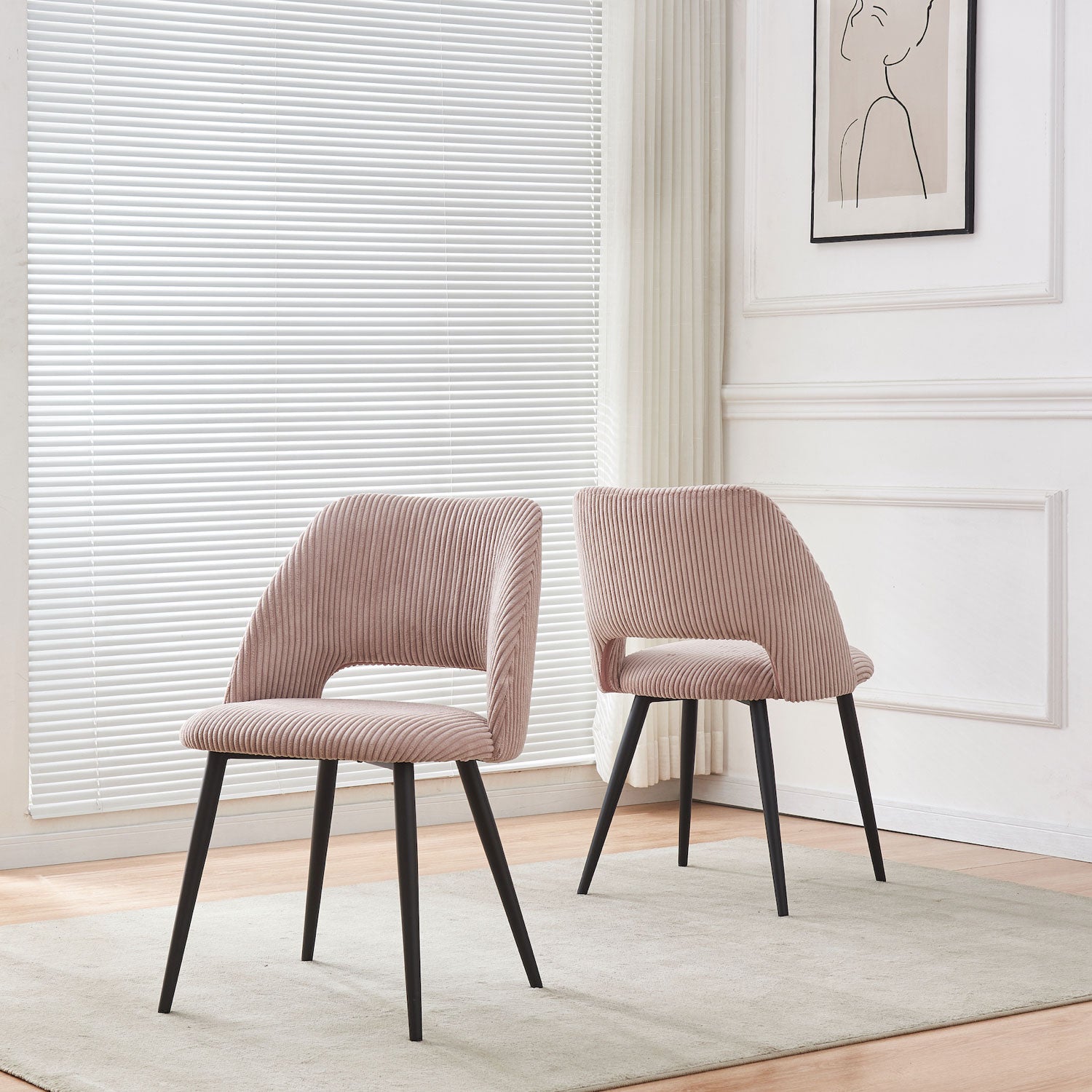 Esszimmerstühle 2er Set VICKY – Polsterstuhl aus Cordstoff mit Metallgestell
