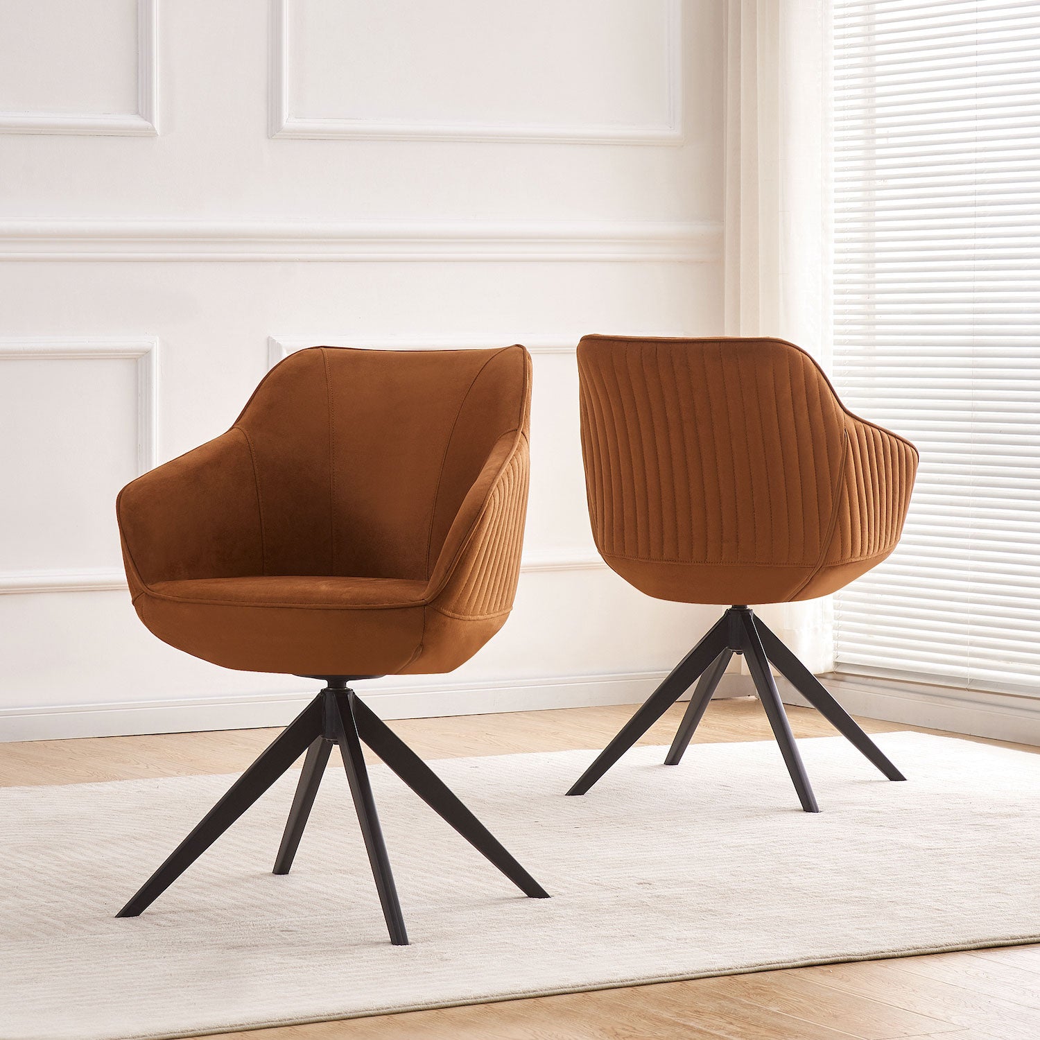 Esszimmerstuhl ARVIT – Drehbarer Stuhl mit Armlehnen & Cord oder Wildlederoptik | B&D home