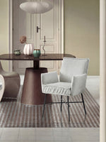 Designerstuhl JÜRGEN – Polsterstuhl mit Armlehnen & Stoffbezug