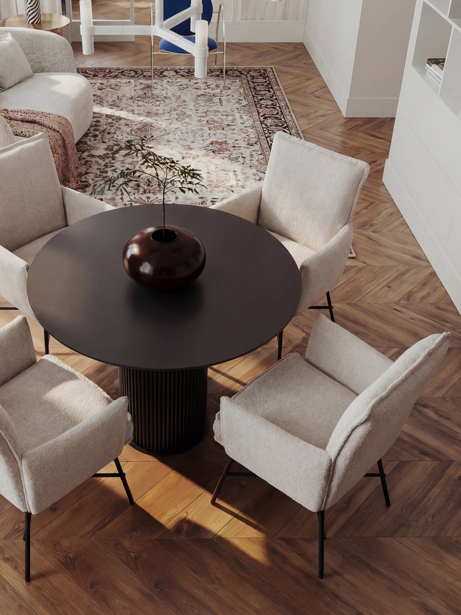 Designerstuhl JÜRGEN – Polsterstuhl mit Armlehnen & Stoffbezug