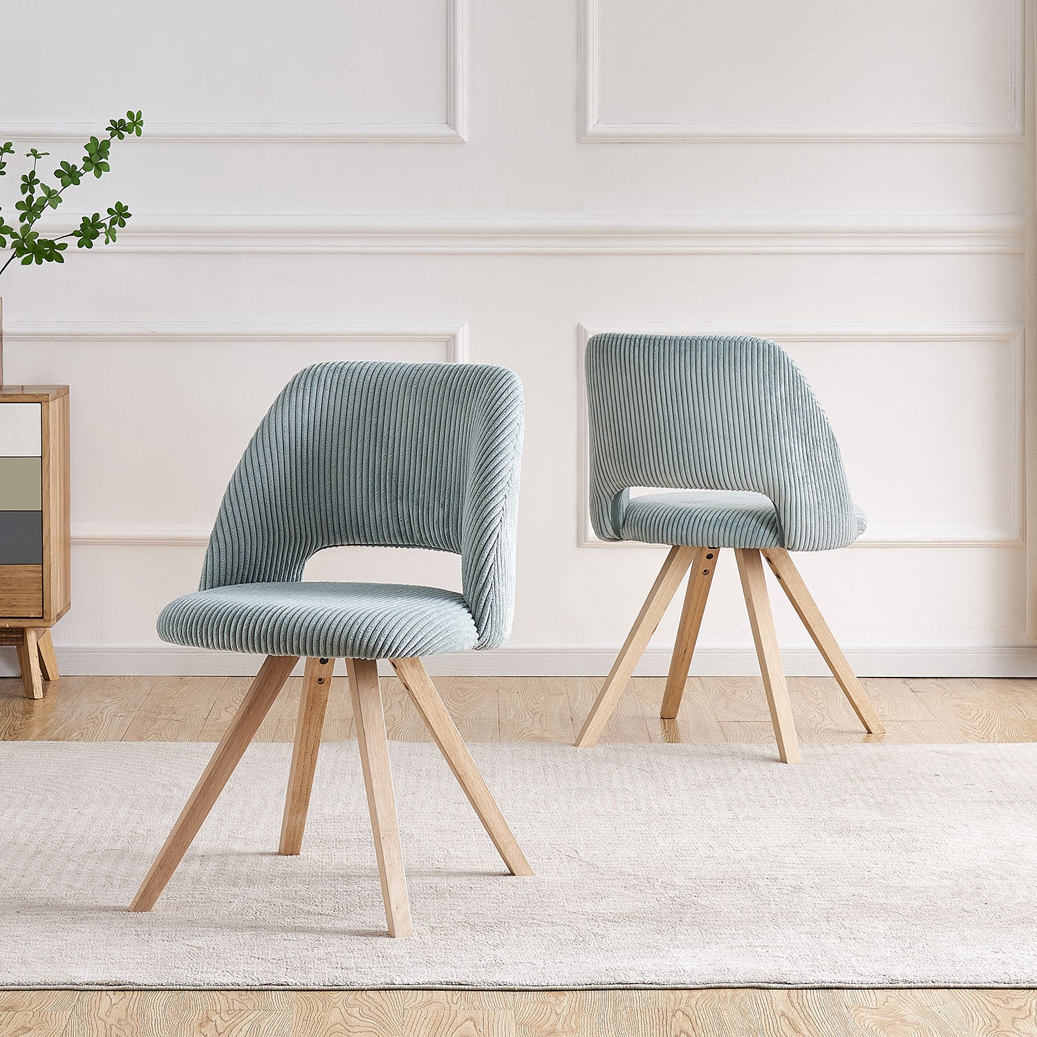 Esszimmerstühle 2er Set VICKY – Polsterstuhl aus Cordstoff mit Metallgestell