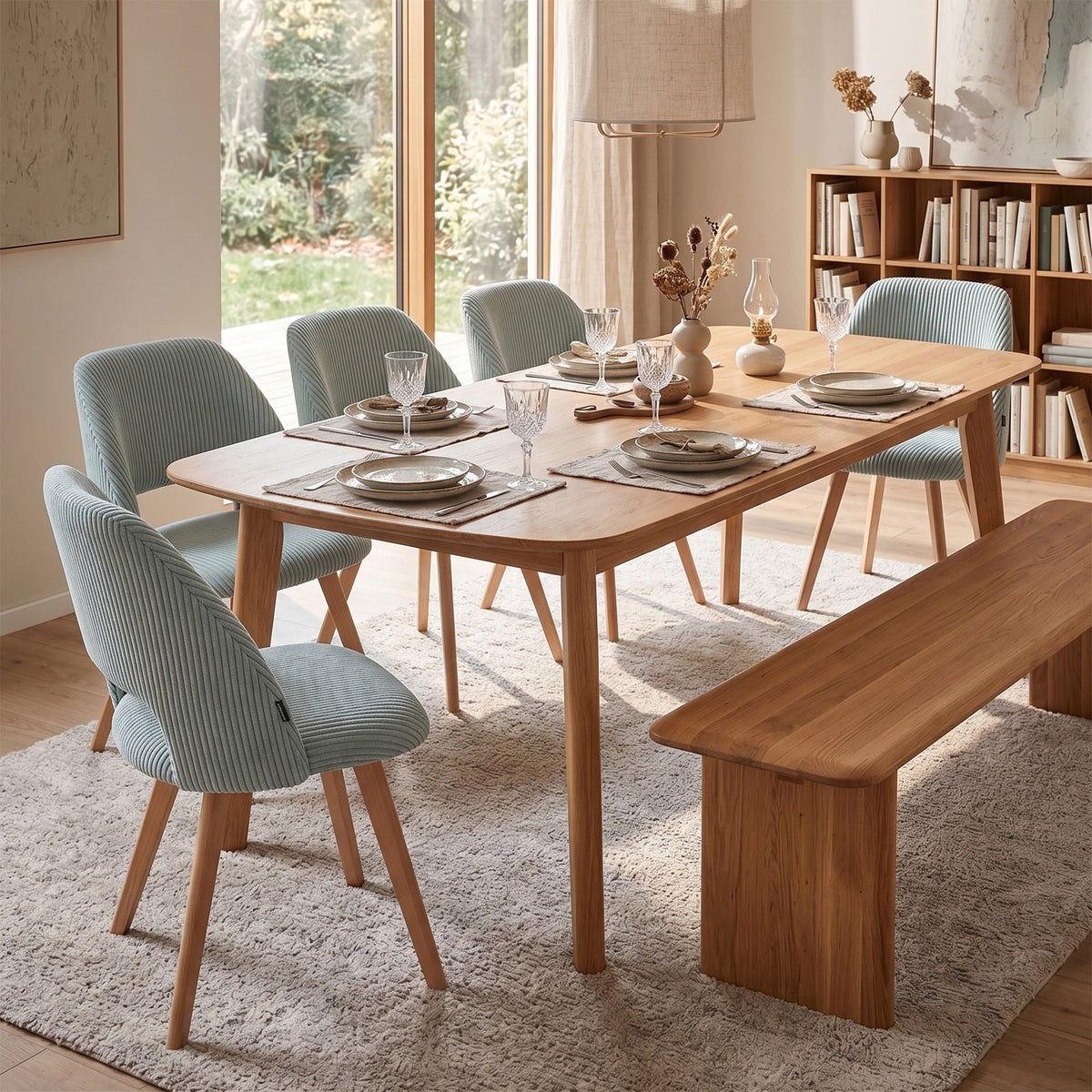 Esszimmerstühle 2er Set VICKY – Polsterstuhl aus Cordstoff oder Samtstoff mit Metallgestell