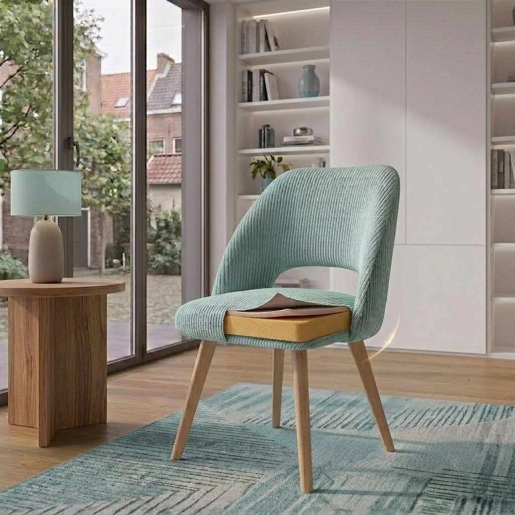 Esszimmerstühle 2er Set VICKY – Polsterstuhl aus Cordstoff oder Samtstoff mit Metallgestell