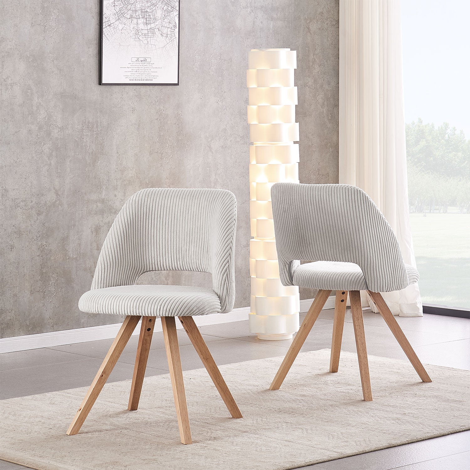 Esszimmerstühle 2er Set VICKY – Polsterstuhl aus Cordstoff mit Metallgestell