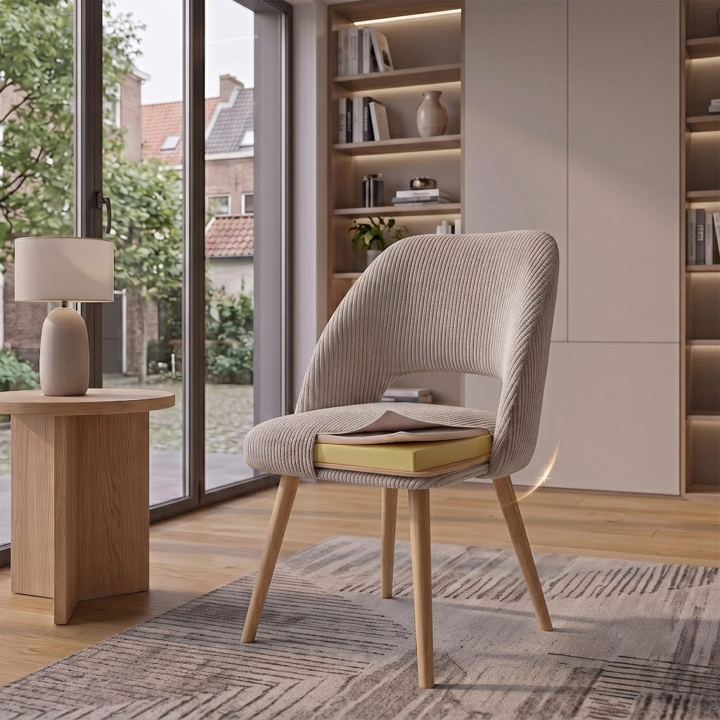 Esszimmerstühle 2er Set VICKY – Polsterstuhl aus Cordstoff oder Samtstoff mit Metallgestell