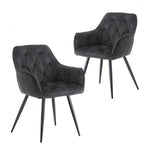 Drehstuhl DIETER 2er Set – Drehbarer Polsterstuhl mit Knopfsteppung & Metallgestell  | B&D home