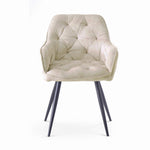 Drehstuhl DIETER 2er Set – Drehbarer Polsterstuhl mit Knopfsteppung & Metallgestell  | B&D home