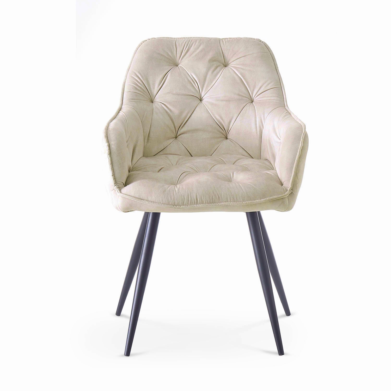 Drehstuhl DIETER 2er Set – Drehbarer Polsterstuhl mit Knopfsteppung & Metallgestell  | B&D home