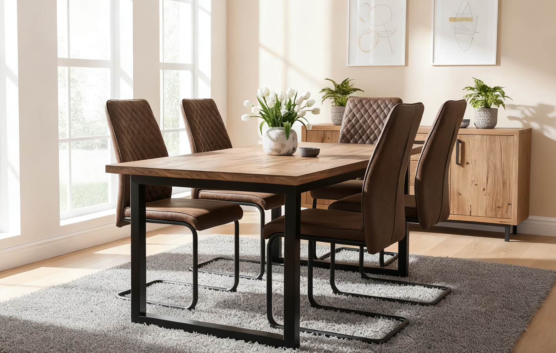 C-Ware Esszimmerstuhl THEO, 4er Set, Braun  (ungeprüfte Retoure)