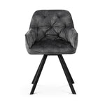 Drehstuhl DIETER 2er Set – Drehbarer Polsterstuhl mit Knopfsteppung & Metallgestell  | B&D home