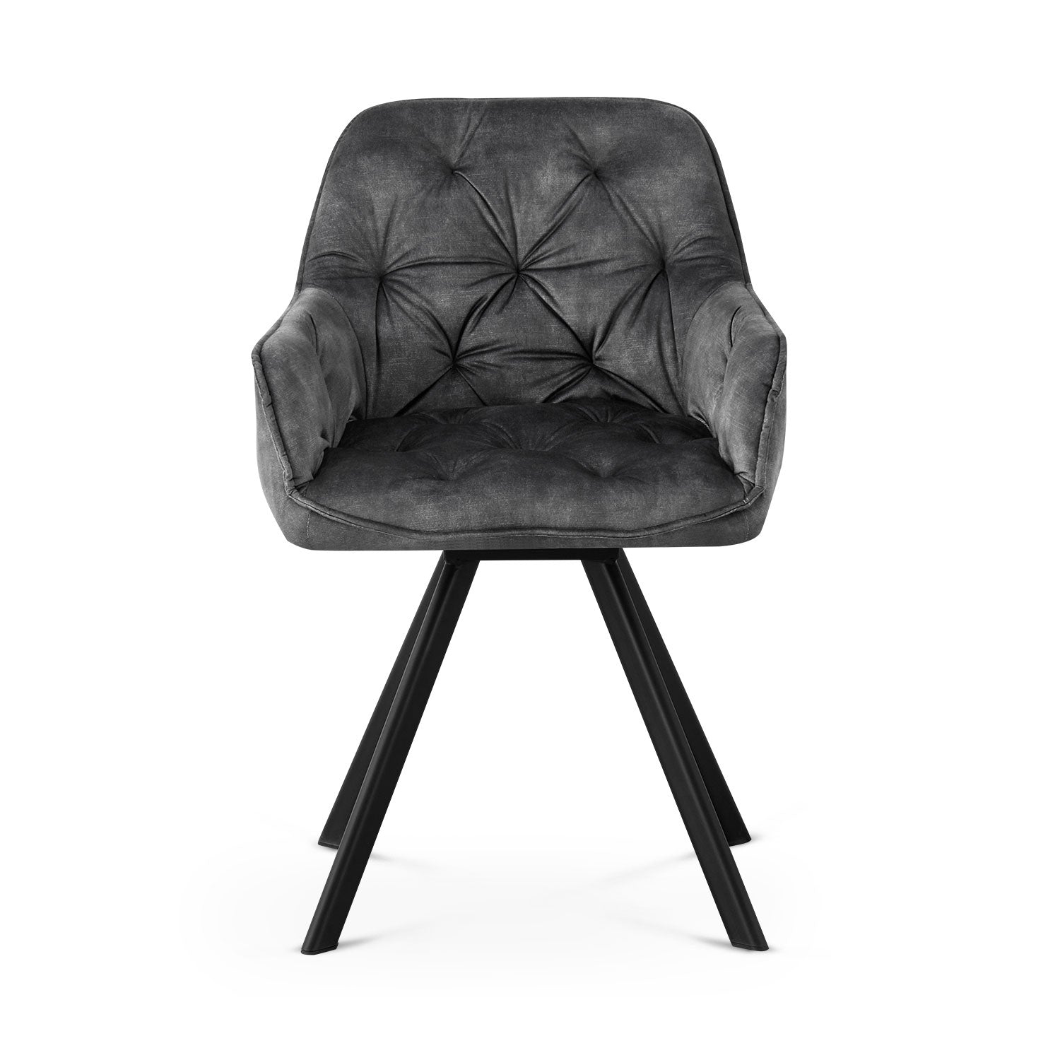 Drehstuhl DIETER 2er Set – Drehbarer Polsterstuhl mit Knopfsteppung & Metallgestell  | B&D home