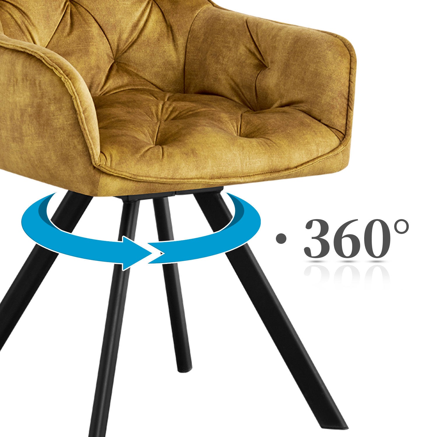 Drehstuhl DIETER 2er Set – Drehbarer Polsterstuhl mit Knopfsteppung & Metallgestell  | B&D home