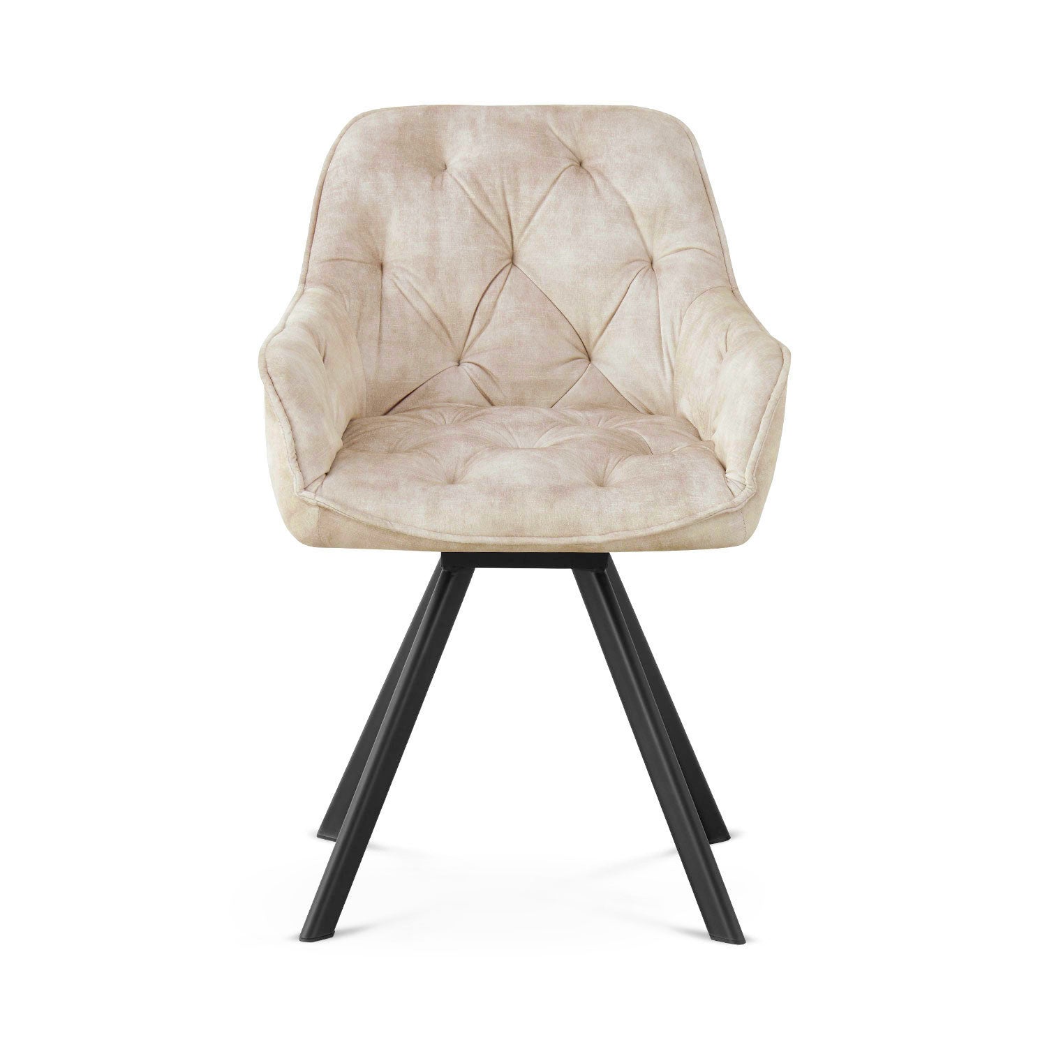 Drehstuhl DIETER 2er Set – Drehbarer Polsterstuhl mit Knopfsteppung & Metallgestell  | B&D home