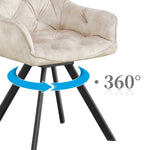 Drehstuhl DIETER 2er Set – Drehbarer Polsterstuhl mit Knopfsteppung & Metallgestell  | B&D home