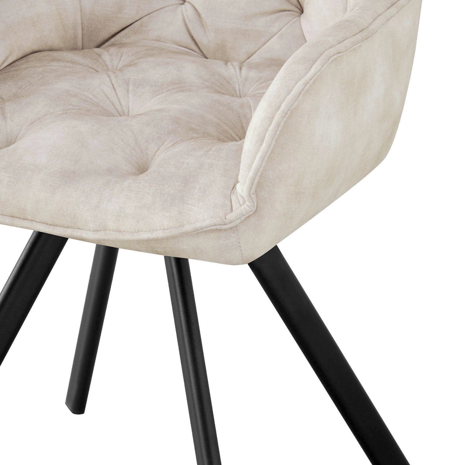 Drehstuhl DIETER 2er Set – Drehbarer Polsterstuhl mit Knopfsteppung & Metallgestell  | B&D home