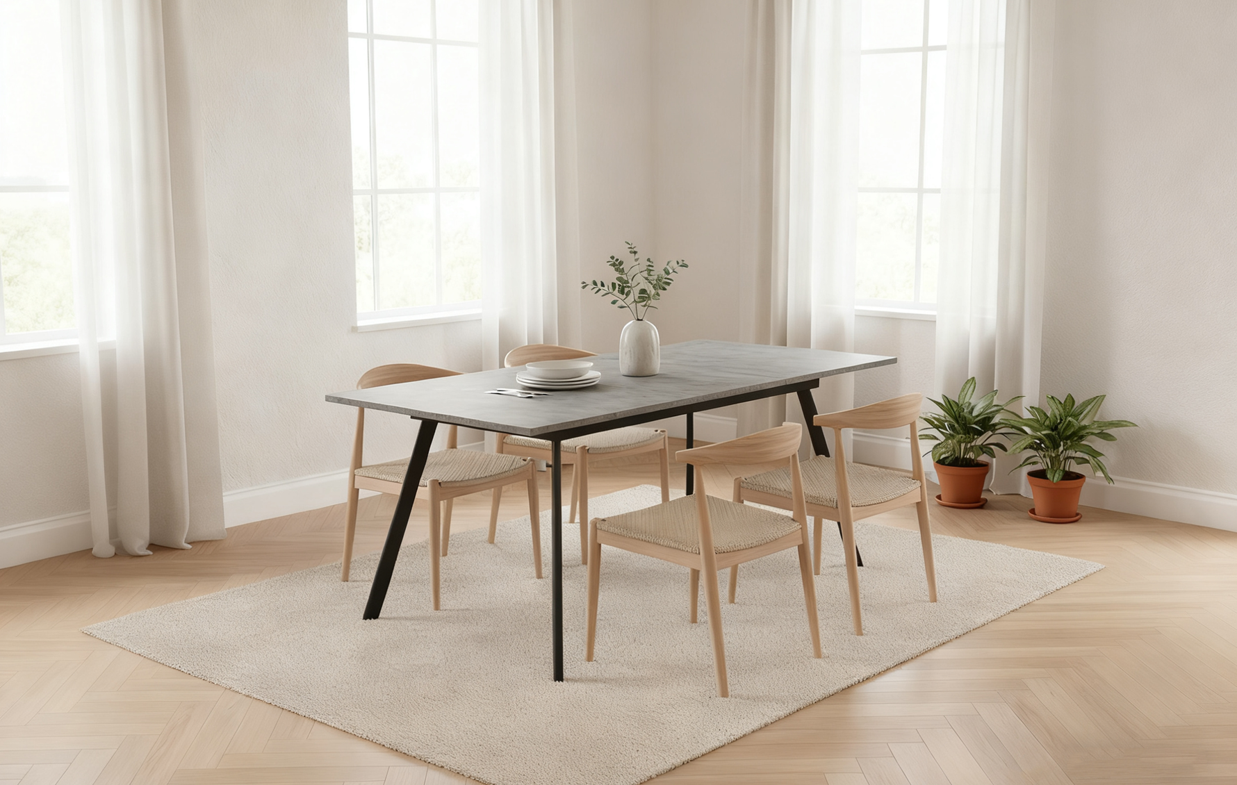 Esstisch MARA – Ausziehbarer Tisch mit & Metallgestell