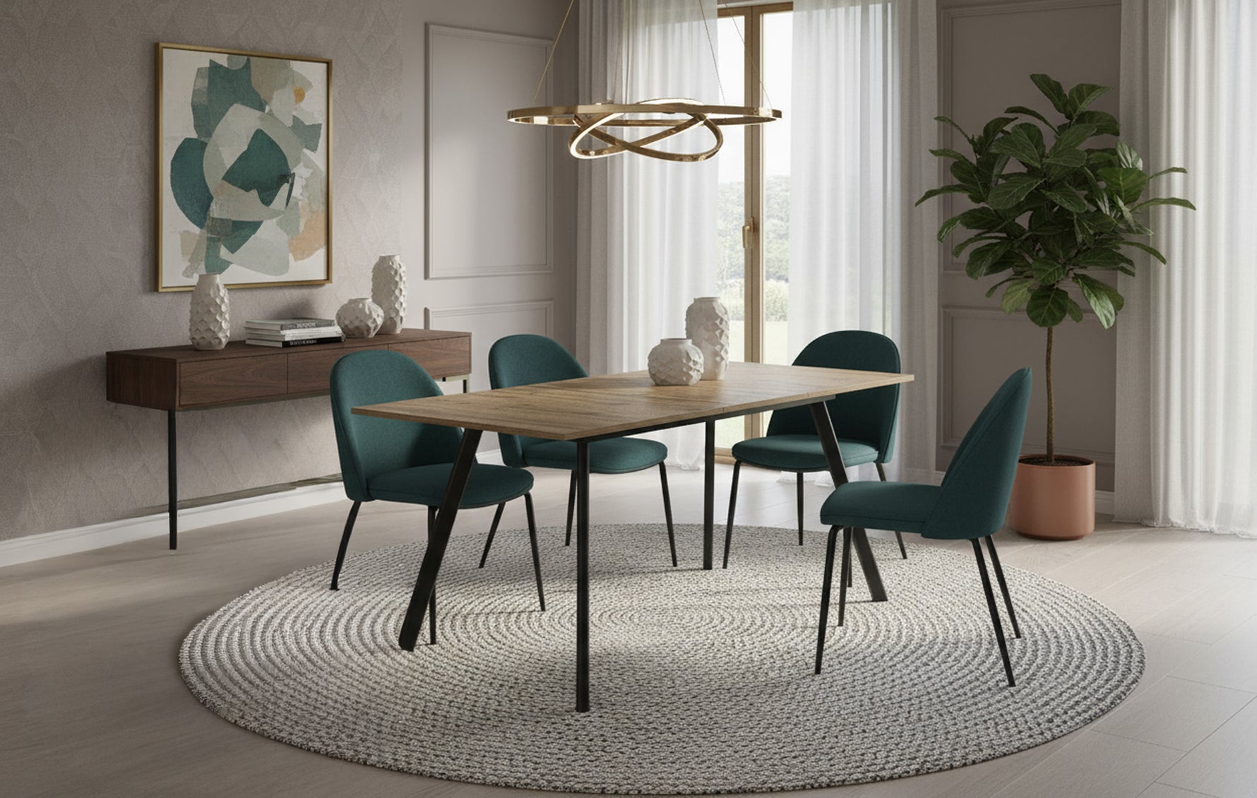 Esstisch MARA – Ausziehbarer Tisch mit & Metallgestell