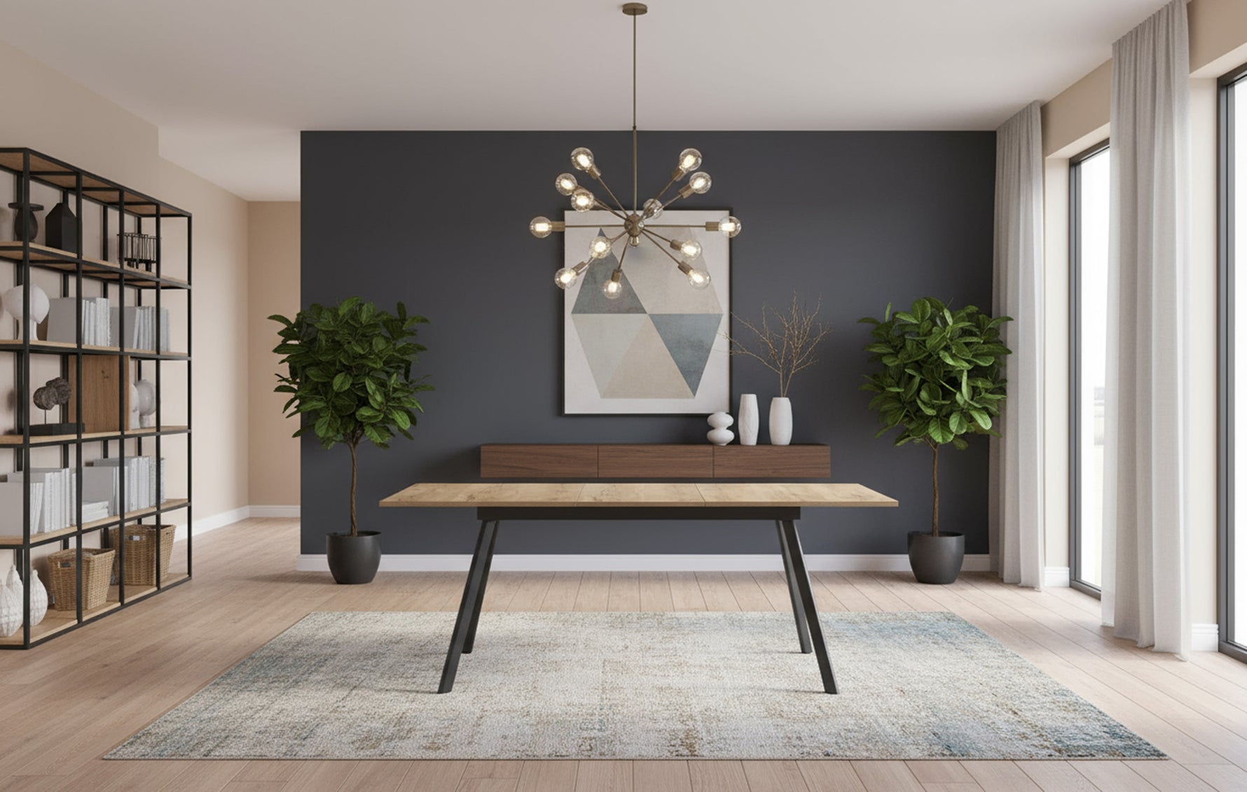 Esstisch MARA – Ausziehbarer Tisch mit & Metallgestell