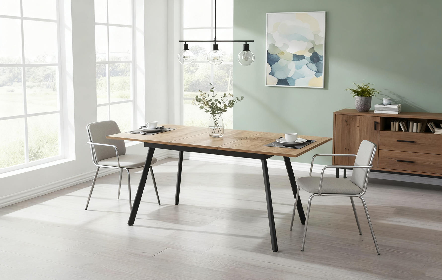 Esstisch MARA – Ausziehbarer Tisch mit & Metallgestell