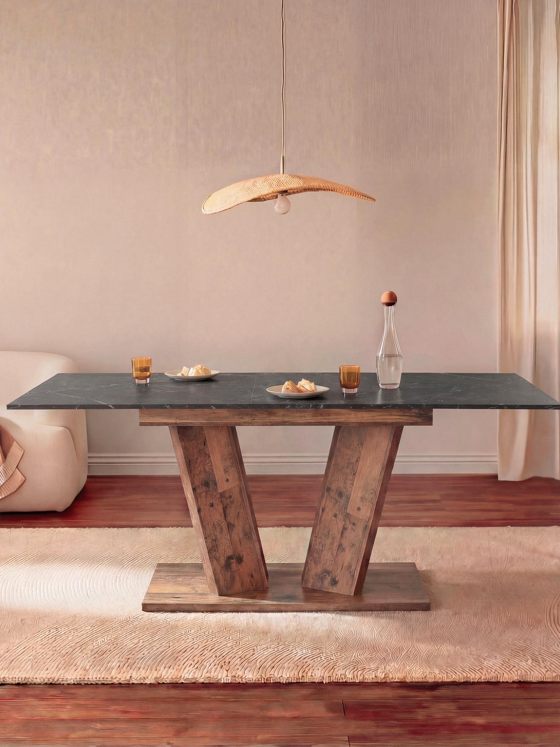 Esstisch MARA – Ausziehbarer Tisch mit & Metallgestell